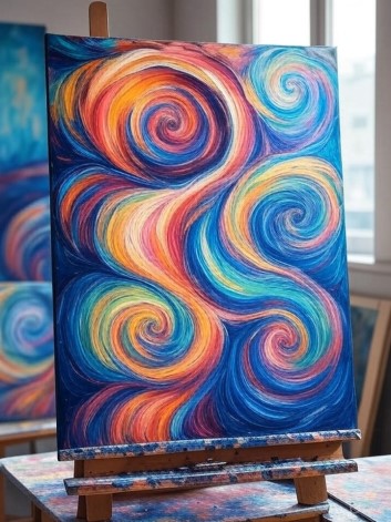 Artista pintando en un estudio